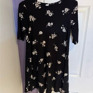 Floral Black and White Women's Dress